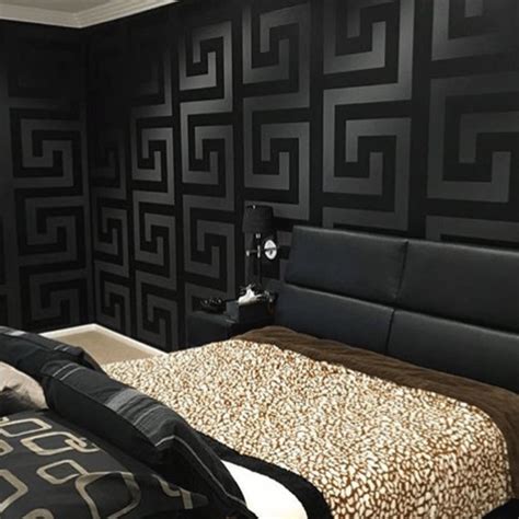 versace key wallpaper black|bedroom with Versace wallpaper.